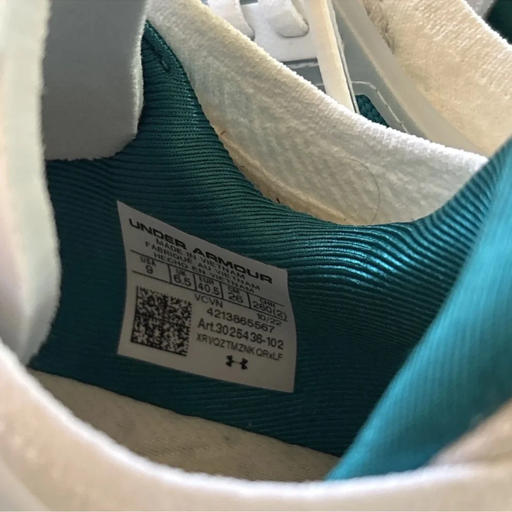 Under Armour White Teal Coral Gradient Athletic Shoes